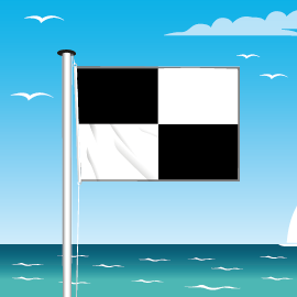 Drapeau Noir et blanc : zone de pratique aquatique ou nautique où la baignade n’est pas interdite mais au risque et périls des baigneurs, comme une zone de surf.