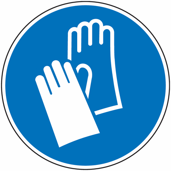 Pictogramme bleu et blanc Port des gants