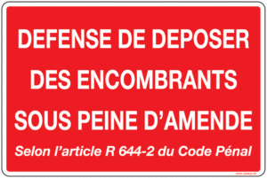 Panneau interdiction dépôt d'encombrants