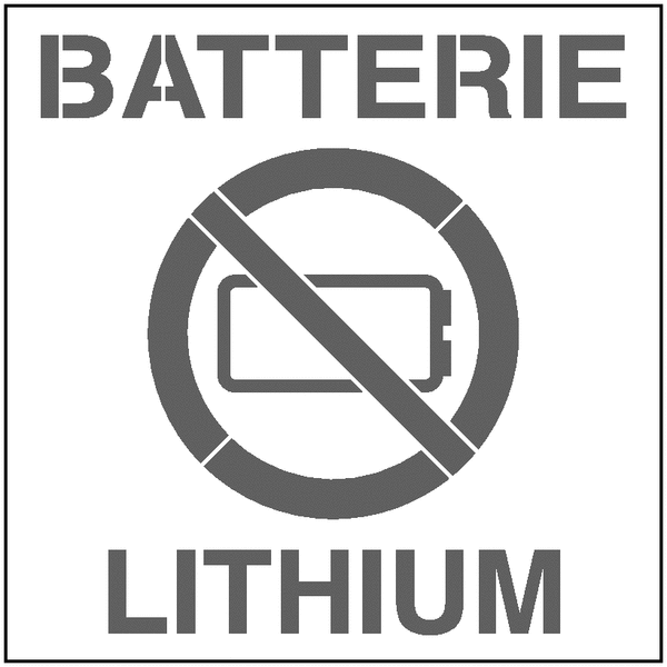 Pochoir Batterie lithium interdite